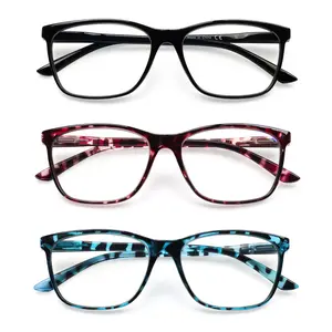 ZOECENT Women's Reading Glasses  High Quality Anti-Blue Light Elliptical Frames with Spring Hinges Computer Reading Glasses 3Pack Reade+150+175+200+250+275+300