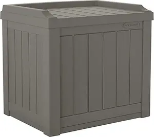 Outdoor Storage Box - 22 Gallon Stone Gray Resin Outdoor Deck Box with Seat, Weatherproof Patio Storage Bin Container for Keeping Cushions, Tools, & Towels for Pool, Yard, & Garden