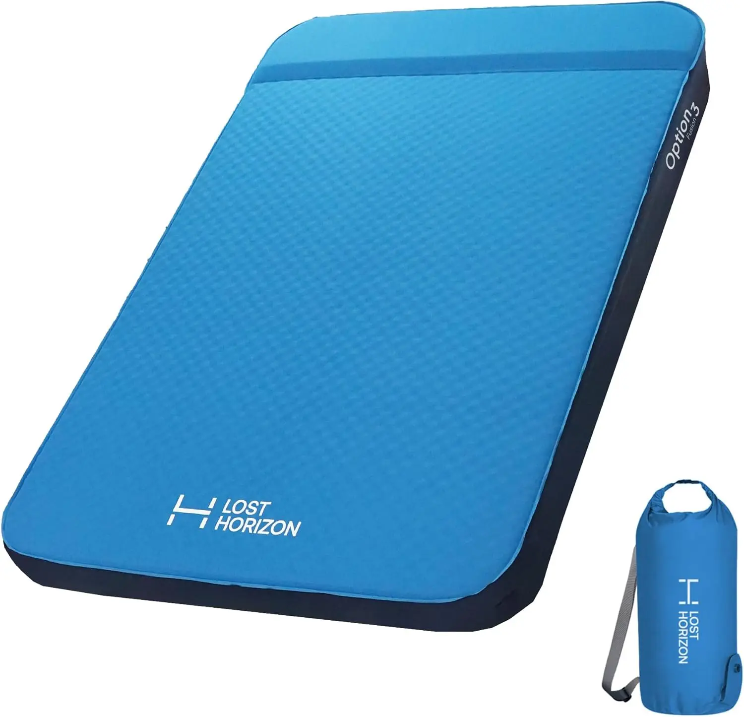 LOSTHORIZON Air & Foam Camping Mattress, Self-Inflating Sleeping Pad, 3" Thick, with Pump Sack