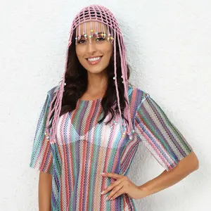 Women's Hat Accessory: Hand-Crocheted Hollow Ethnic Style Tassel Beach Hat