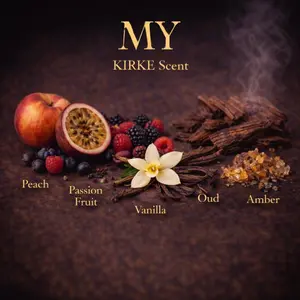 MY Kirke Scent - Luxurious Fruity Floral Unisex Fragrance with Passion Fruit Peach Saffron Ylang Ylang Heliotrope Jasmine Madagascar Vanilla Sandalwood Musk Amber