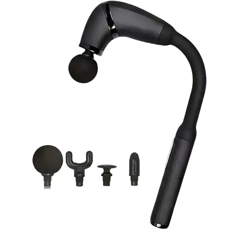 Battery-Powered Massage Gun with Upgraded Extended Handle, 4 Massage Heads, 5 Adjustable Speed Levels - Back Massagers, Portable Neck Relaxer, Deep Tissue Muscle Tension Relief Device