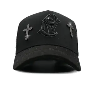 Gorra De Cruces Con Angel, Color Negro, La Mejor Calidad