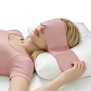 Dual-fabric sleep mask, fleece and ice silk material, strap-free Velcro design, weighted light-blocking eye mask, side-sleeping friendly without pressing eyes, unisex for men and women.