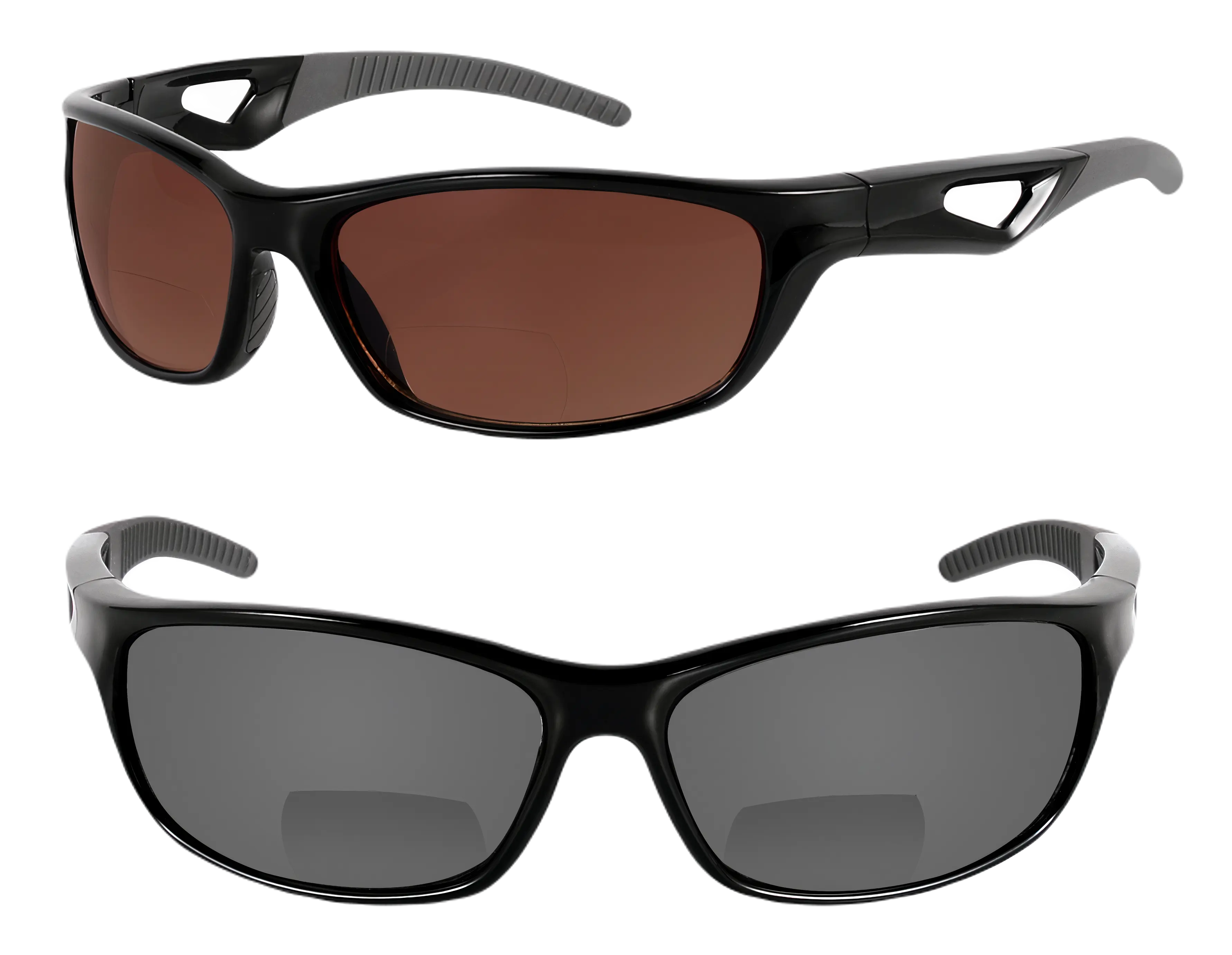 Bifocal Sunglasses 'The Competitor' 2 Pair Lightweight Sport Wrap Readers with HD Lenses & UV400 Protection Unisex Design