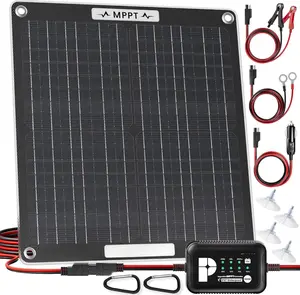 30W Solar  Charger: 12V Solar   Trickle Maintainer - with MPPT Controller Parameter Adjustable - for RV Boat Marine  Trailer  Tractor - Solar Panel Kit