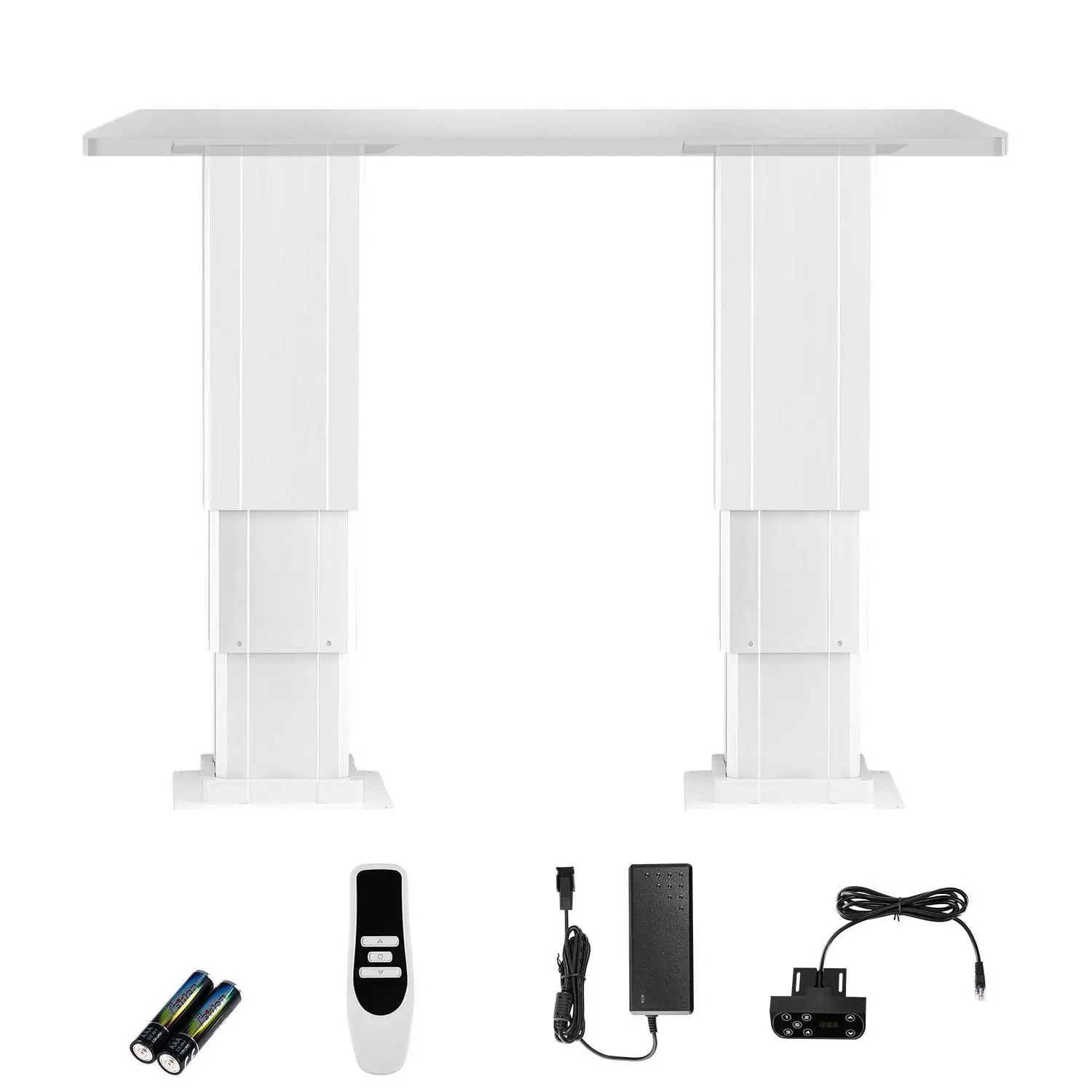 【Fallpicks】VEVOR Electric Lifting Column System for Lift Tables, 260 lbs Capacity, 14.2-31.1 in Height Range, 3-Stage Adjustable Telescopic Desk Legs, Power Supply with Wired Controller & Wireless Remote for Photographers