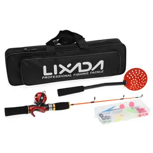 Ice Fishing Rod Reel Combo Complete Kit with Ice Skimmer Scoop and Carry Bag Lures Hooks Swivels Accessories