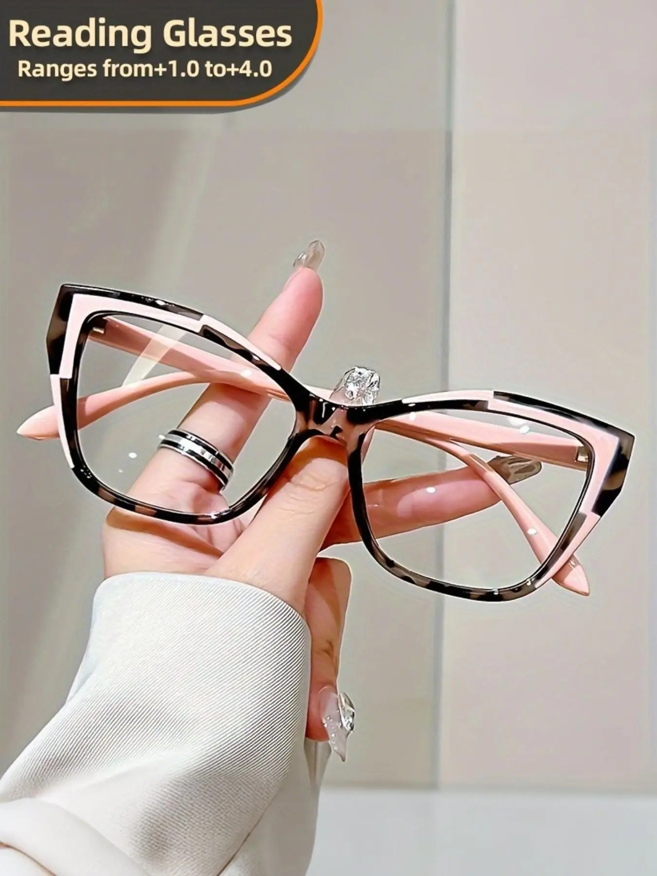Reading Glasses Blue Light Blocking Style Square For Women Hinge MenWomen'S Elegant Cat Eye Reading Eyewear +1.0 to +4.0 Diopter Full Rim Design, Metal Hinges, Durable Polycarbonate Lens, Reading Eyeglasses, Square Frame Eyeglasses