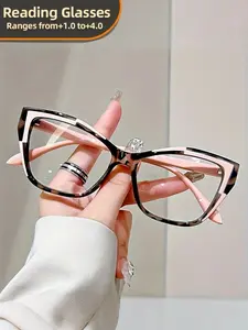 Reading Glasses Blue Light Blocking Style Square For Women Hinge MenWomen'S Elegant Cat Eye Reading Eyewear +1.0 to +4.0 Diopter Full Rim Design, Metal Hinges, Durable Polycarbonate Lens, Reading Eyeglasses, Square Frame Eyeglasses