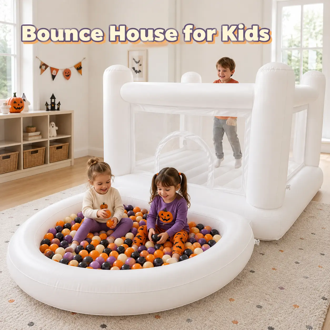 Waterproof PVC Unisex Kids Inflatable Play Center - Bounce House, Trampoline, Built-in Water Pool, Ball Pit, Repair Kit, High Wall, Soft Floor Safety Equipment - 3-6 Years Old Backyard Outdoor Playset