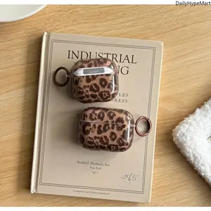 Leopard Print AirPods Case – Transparent Brown Protective Cover, Shockproof, Compatible with AirPods 1/2/3/4/Pro/Pro 2