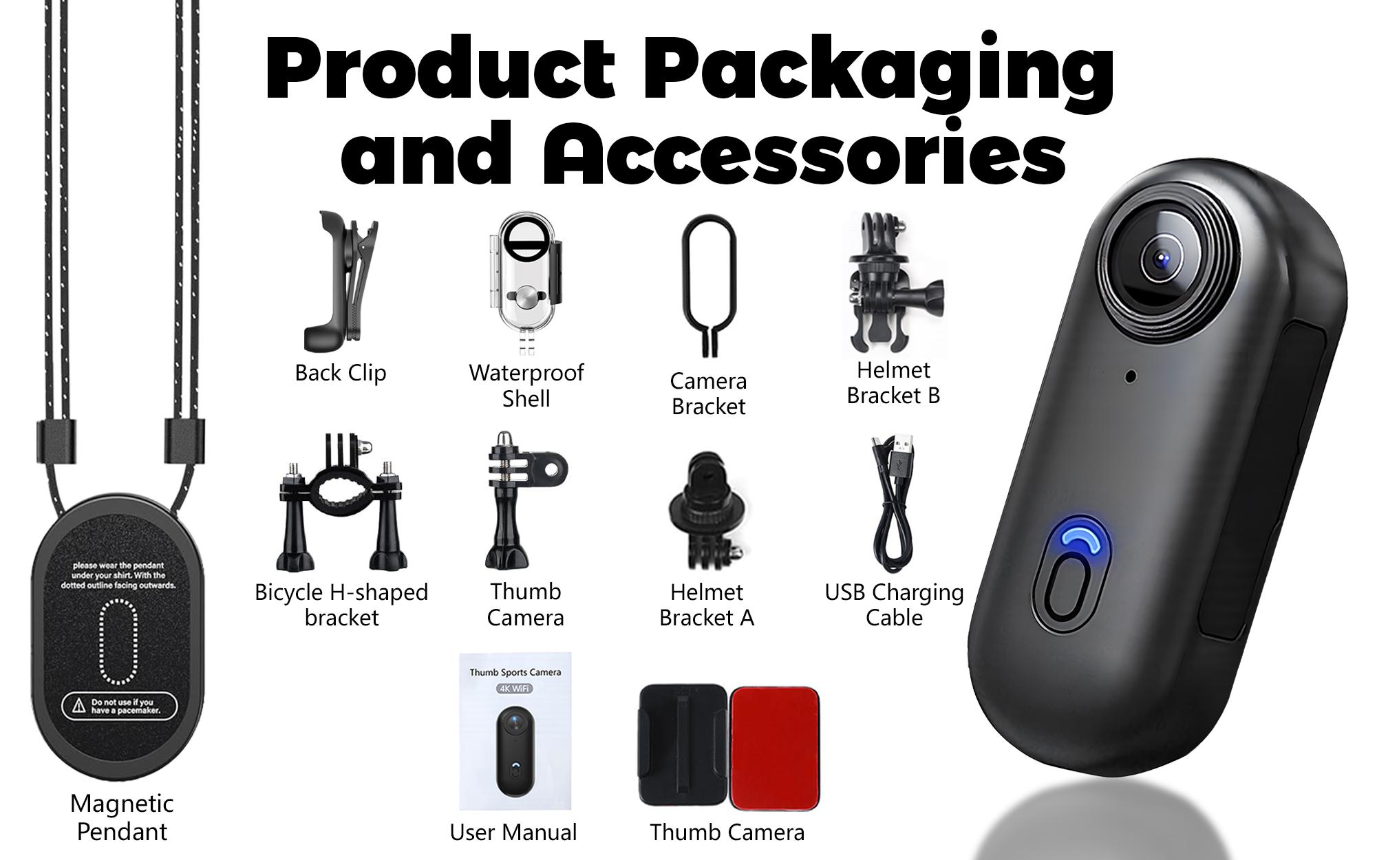 NUISK Thumb Action Camera, Portable POV Body Cam, Ultra Compact, Hands-Free, Magnetic Mount. Ideal for Cycling, Pets, Vlogging. Supports U3+ Card, Waterproof. Perfect Gift for Beginners. Spring Renewal. tiktokshopspringglowup