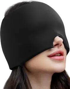 Migraine Headache Relief Cap, Headache Relief Hat for Migraine, Gel Ice Head Wrap, Hot and Cold Therapy, Headache Eyes Mask for Sinus, Puffy Eyes, Tension and Stress Relief (Black)