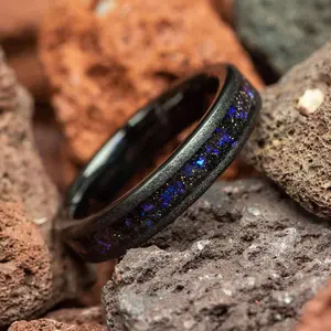 Sandstone Nebula Sandblasted Black Tungsten Womens Ring - 4mm