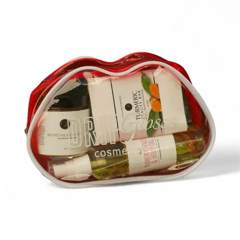 Dripglosss Kissy Travel Kit 4 OZ Bundle - Skin Repair Set with Spot Control Oil Brighten Me Scrub & Tumeric Bar in Custom US Bag