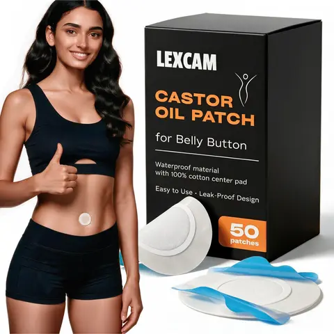Castor Oil Belly Button Patches – Leak-Proof, Waterproof Pads with Organic Cotton Core for Gentle, Mark-Free Use (50 Clear Patches, Castor Oil Pack Wrap) Daily
