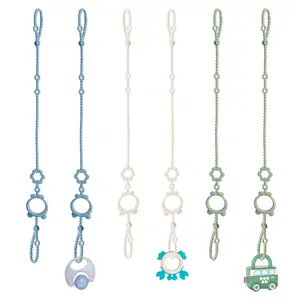X-SRT45 Toy Straps for Baby, 6pcs Adjustable Toy Holder for Stroller Accessories, Silicone Baby Tether Pacifier Clip, No Throw Baby Travel Essential Leash for High Chair, Car Seat, Baby Toy Clips
