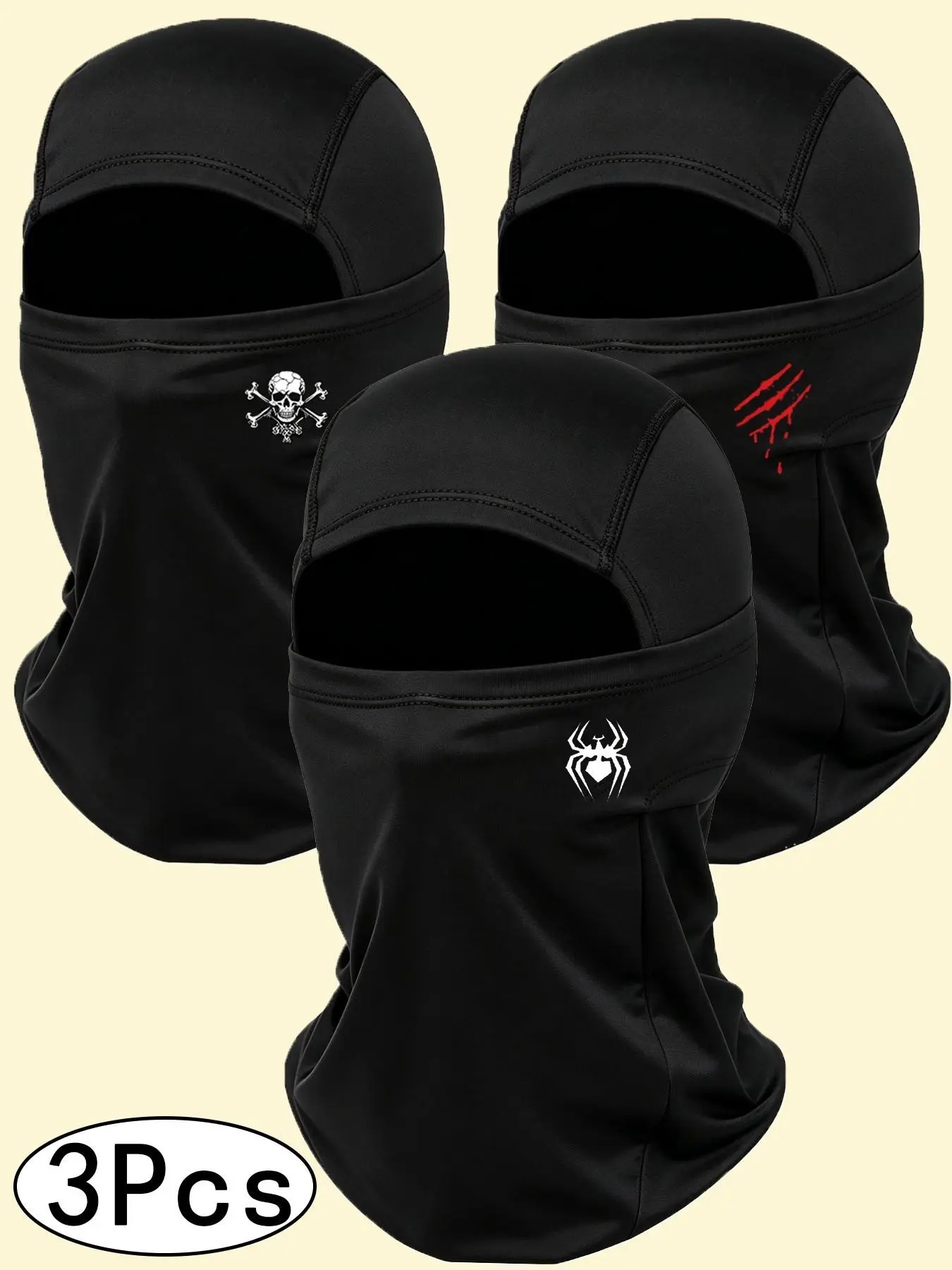 3pcs Lightweight Sun Protection Balaclava Mask, Ski Mask Balaclava, Full Face Cover Hat for Motorcycle Riding, Running, Cycling, Hiking, Daily Use, Versatile Use, Outdoor Activities, Athletic Face Masks