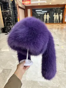 Cute Cartoon Rabbit Ears Plush Hat, Women's Winter Warm Beret Cap, Adjustable Soft Comfort Ear Protection Headwear, Casual Fall & Winter Style, Funny Cap