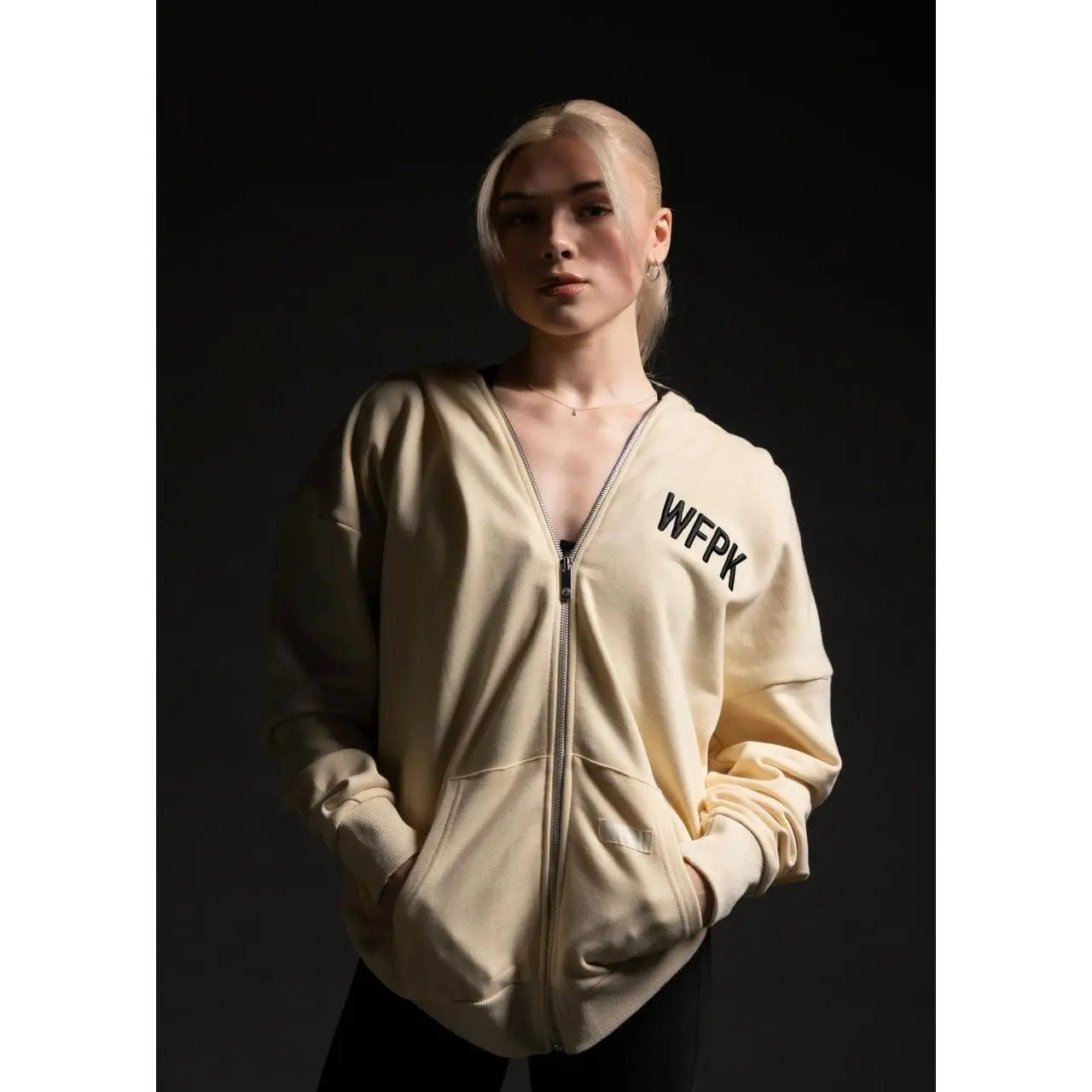 Cream Zip Up Hoodie