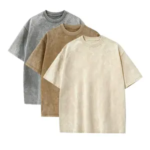 Vintage Acid Wash Oversized Cotton Tees 3 Pack, Baggy Heavyweight Gym Casual Tops