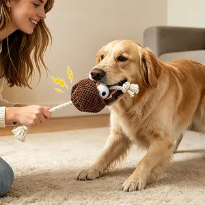 Yipetor Dog Squeaky Toy, Soft Plush Puppy Toys for Anxiety Relief, Durable Cotton Rope Teeth Clean Interactive Dog Toy to Keep Medium Small Dog Busy - Boredom Dogs Best Birthday Gift