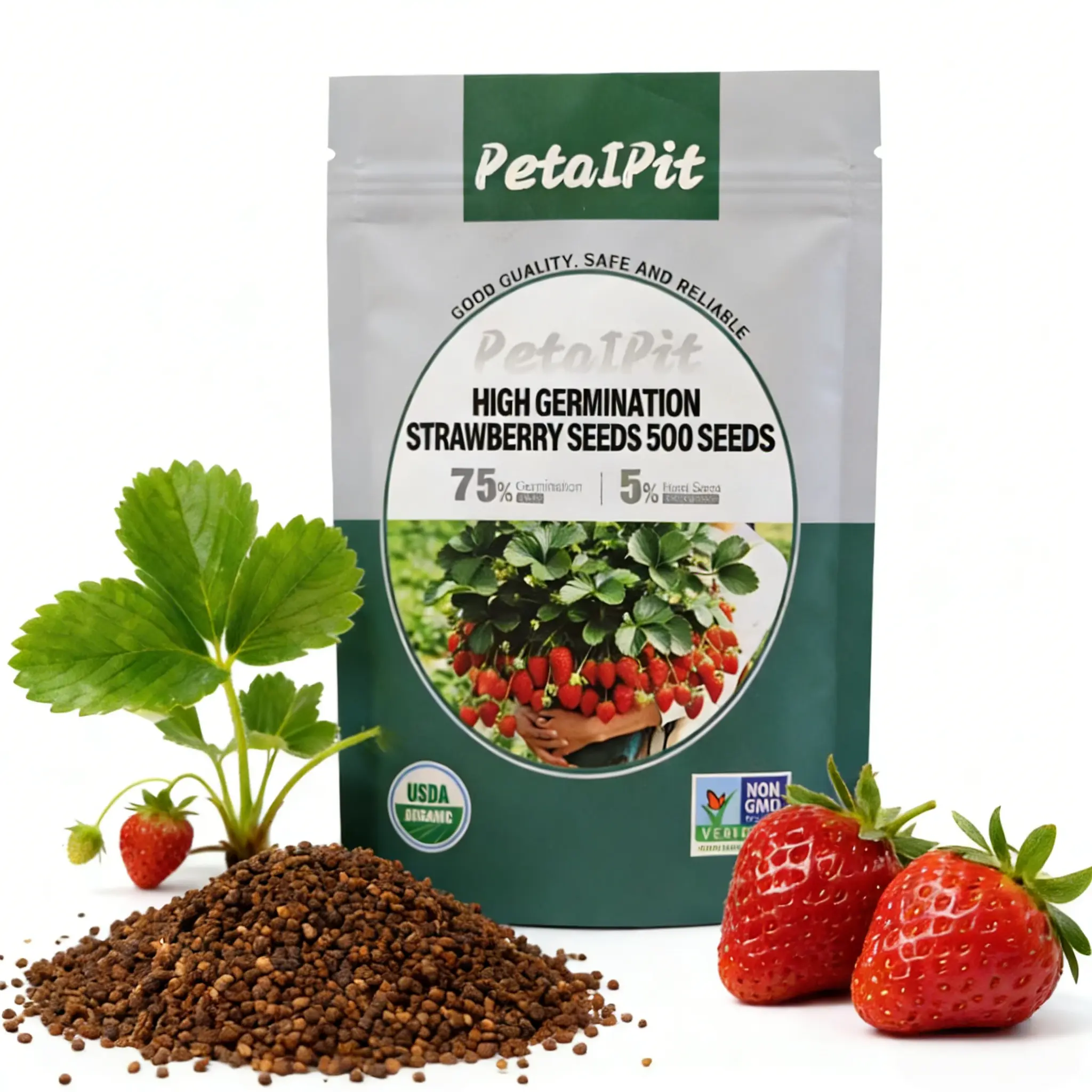500 Cream Strawberry Seeds-Fruits Year-Round in ldeal Temperatures, Great for Pots or the Ground, indoors or Outdoors Garden Plants High Germination