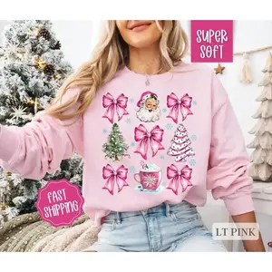 Sweatshirts, Merry Christmas sweaters, women's holiday round neck sweaters(Sheet)