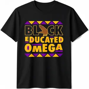 Omega Psi Phi Fraternity Paraphernalia, Black Educated Omega T-Shirt Cotton Fabric