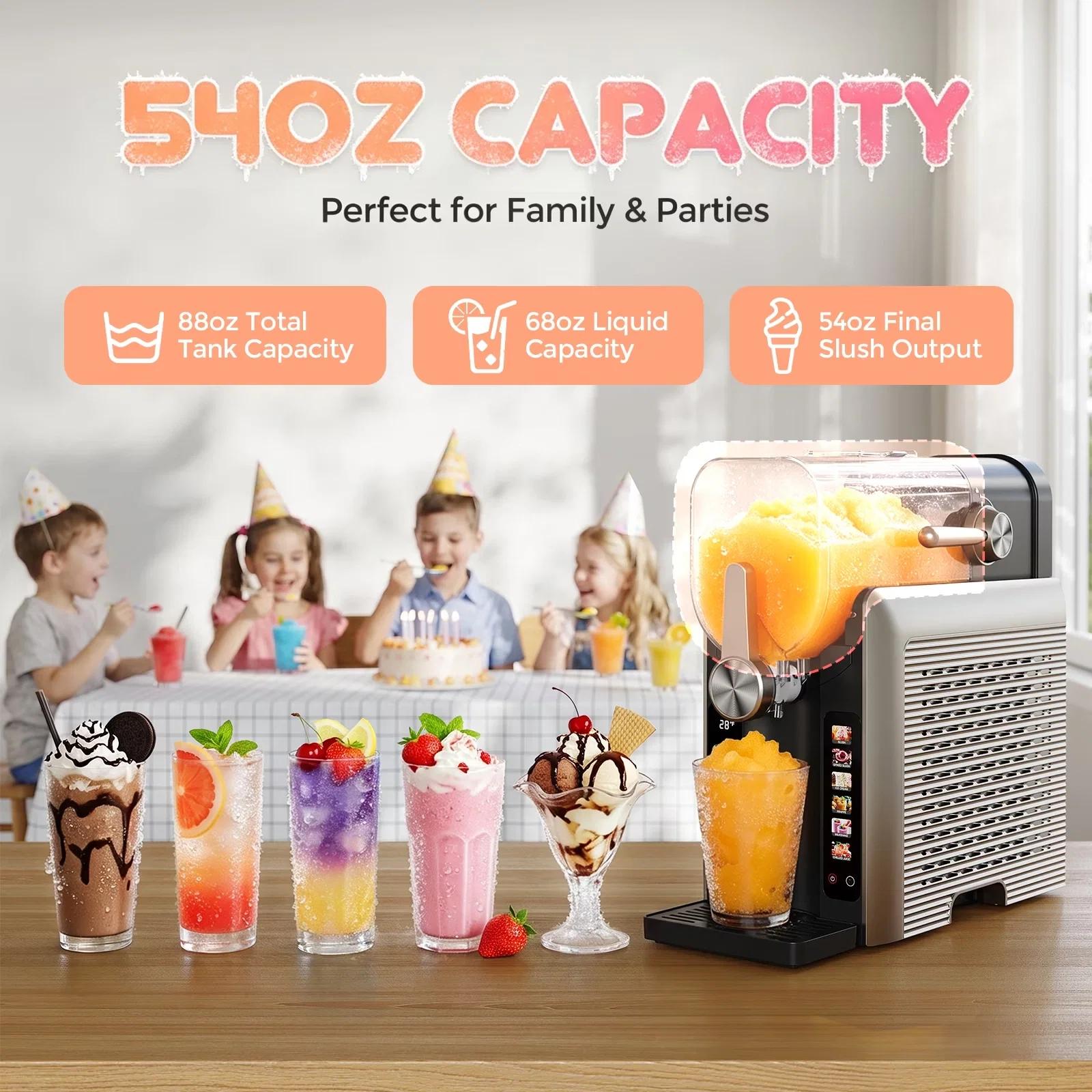 1.6L Electric Slushie Machine, Frozen Drink Maker with Rapid Freezing, Margarita & Cocktail Machine for Home, DIY Slushies & Desserts, Easy-Clean Countertop Machine | Back to School