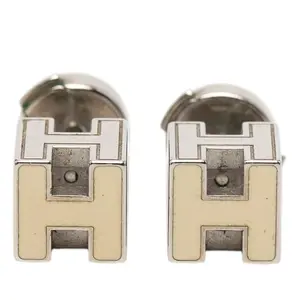 Pre-owned HERMÈS Brass Small Leather Goods Hermes Cadenas d H Cube Earrings
