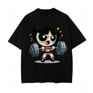 Cute # Powerpuf  Strong Girl Gym Graphic T-Shirt, Y2K # Powerpuf Fitness, Workout Shirt, Trending 2025, Weightlifters, Bodybuilding Shirt, Pump Cover Gym Tee for Men Women, Youth & Adult