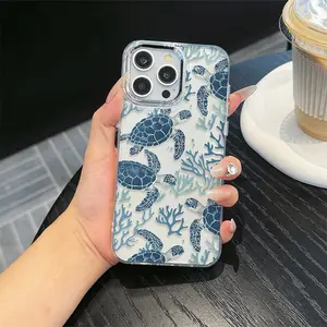 Turtle Pattern Phone Case, Decorative Aesthetic Protective Phone Protector Cover, Phone Accessories Compatible with iPhone 11 12 13 14 15 16 Pro Max/Pro/Plus, Casing