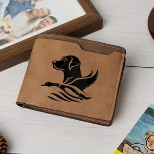 Duck Hunting Dog Engraved Wallet, Mens Bifold Wallet, Waterfowl Hunter Gift For Him, Outdoorsman Gift