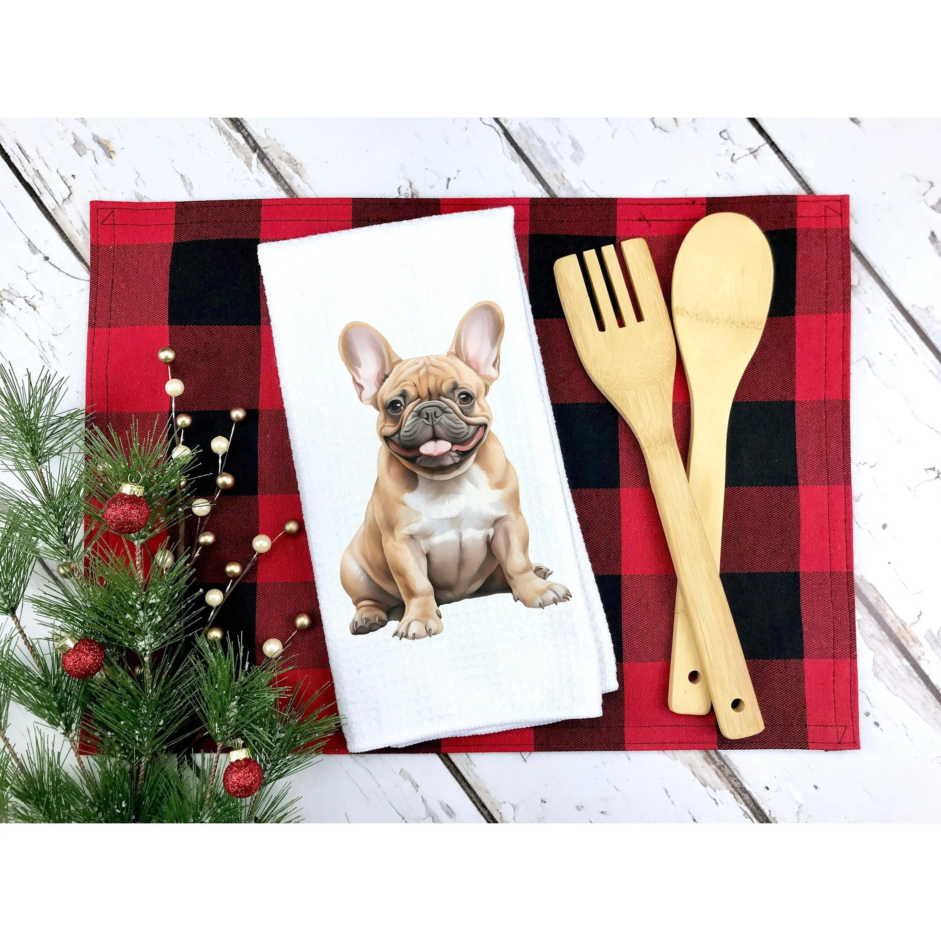 Fawn French Bulldog Tea Towel