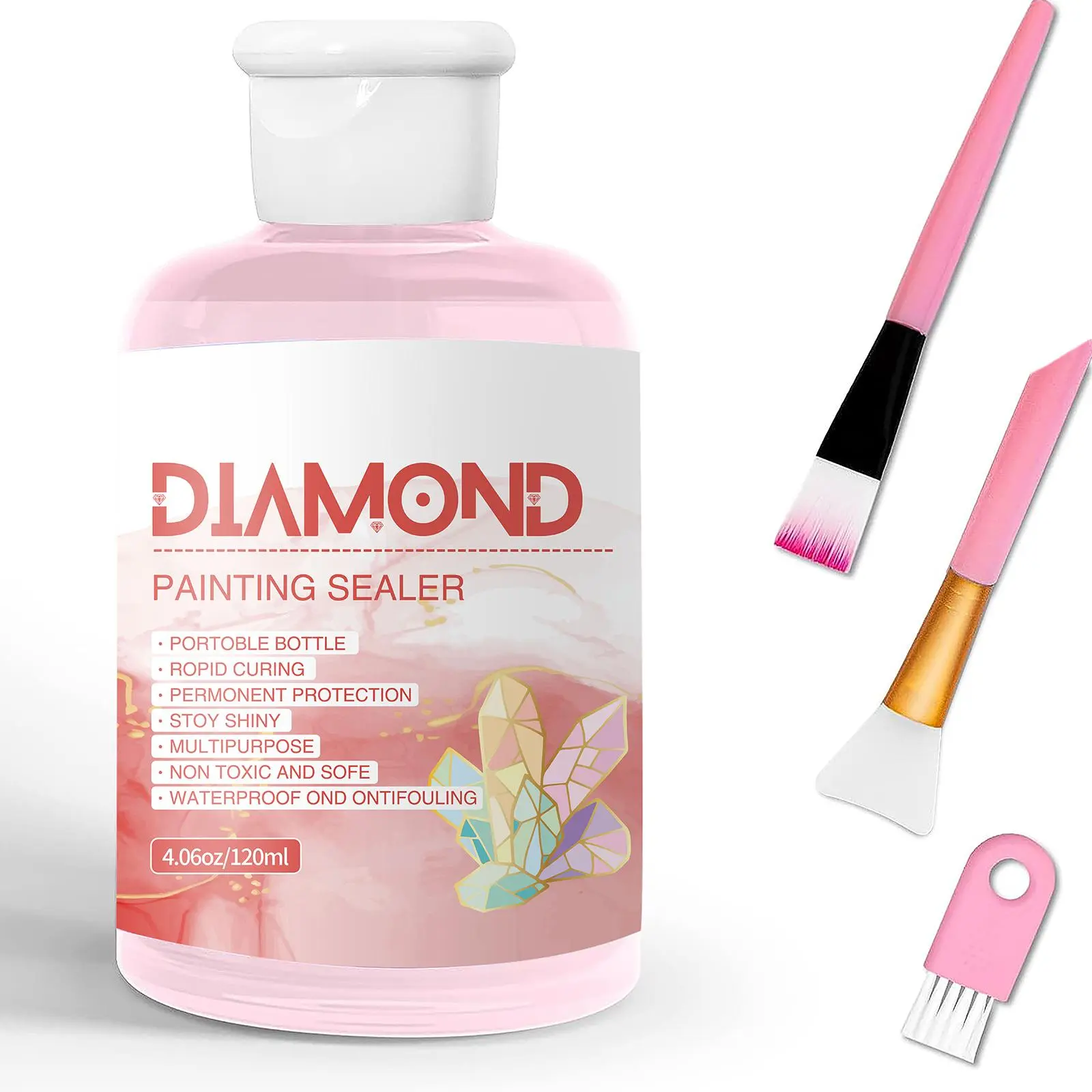 Diamond Drawing Sealer Kit, 1/2 Counts Sealer with 3 Counts Brush Set, Multifunction Artificial DIY Craft Diamond Drawing Kit Tool for Adults, Diamond Art Tools, Diamond Painting Tools