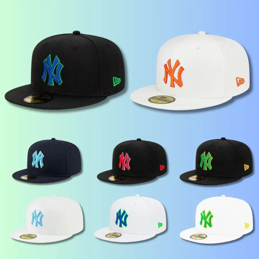 New Era MLB New York Yankees NY 9FIFTY Snapback Adjustable Baseball Cap Flat Brim Hat Black White Color Pop Neon Embroidered Logo Streetwear Hip Hop Vintage TikTok Viral Gorras Gorra Beisbol Unisex