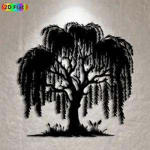 1pc Weeping Willow Tree Metal Wall Art, Graceful Weeping Willow Statue Mural, Ideal Gift for New Year, Easter, Nature Decor Enthusiasts,  Wall Sculptures, Perfect for Garden Wall & Backyard Fence, Charming Outdoor Decor Accent