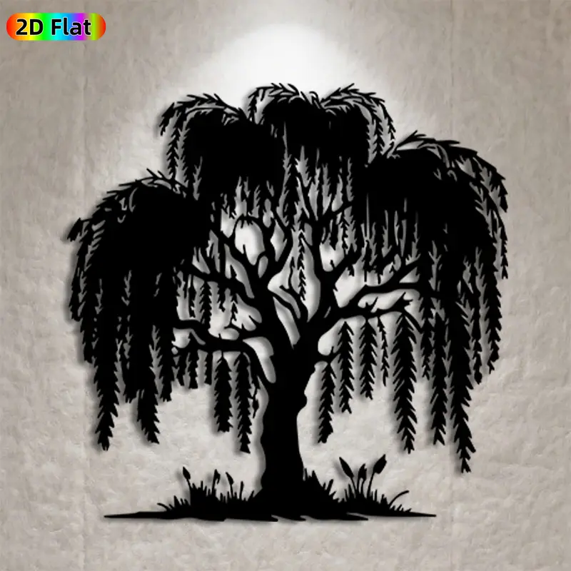 1pc Weeping Willow Tree Metal Wall Art, Graceful Weeping Willow Statue Mural, Ideal Gift for New Year, Easter, Nature Decor Enthusiasts,  Wall Sculptures, Perfect for Garden Wall & Backyard Fence, Charming Outdoor Decor Accent