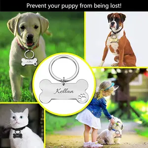 Custom Dog Name Anti-Lost Personalized Dog Collar Stainless Steel Accessories Pet Dog ID Tags, Customizable Text, Engraved on Both Sides