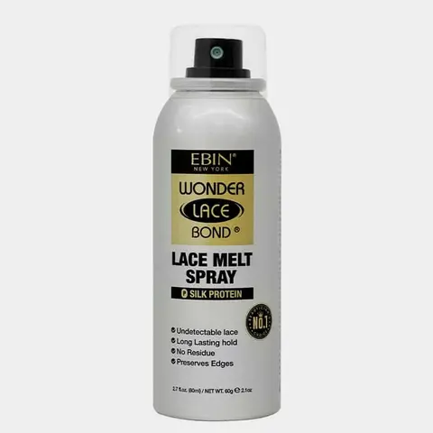 Ebin New York Wonder Lace Bond Melt Spray with Silk Protein & Keratin - Fragranced Hair Product for Frizz Control, Hydration, Secure Undetectable Lace Hold, 2.7Oz/80Ml Unisex Aerosol Styling Gel, Cruelty-Free, Buildable, Hair Products