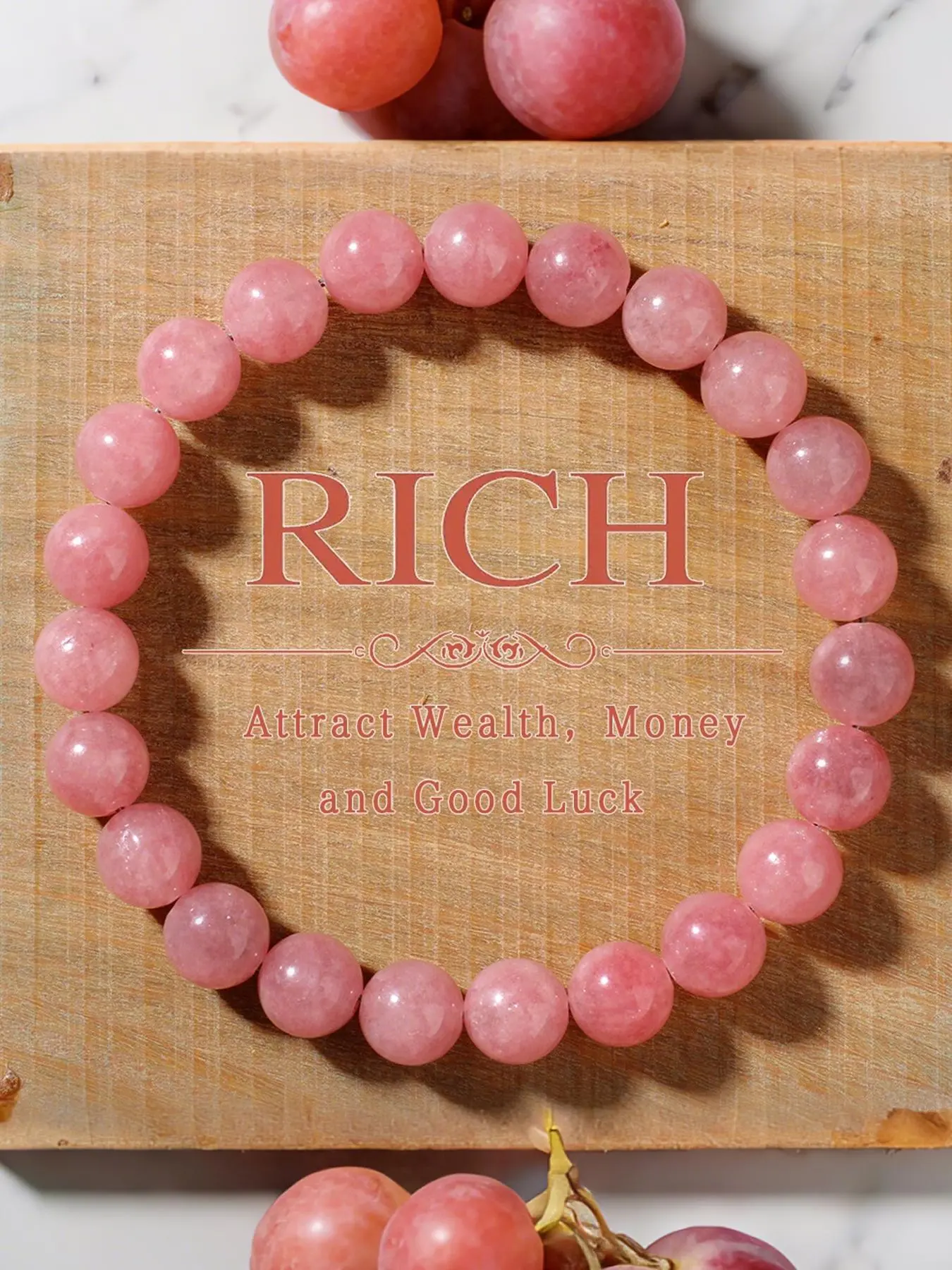 Pink Wealth Magnet Bracelet, Rose Quartz & Pink Aventurine for Money Luck, 8mm Feminine Abundance Jewelry with Golden Manifestation Charms, Beaded Bracelet, Wealth Symbolism, Dainty Crystal Bracelet, Charm bracelets, Lucky Bracelet, Crystals Bracelets