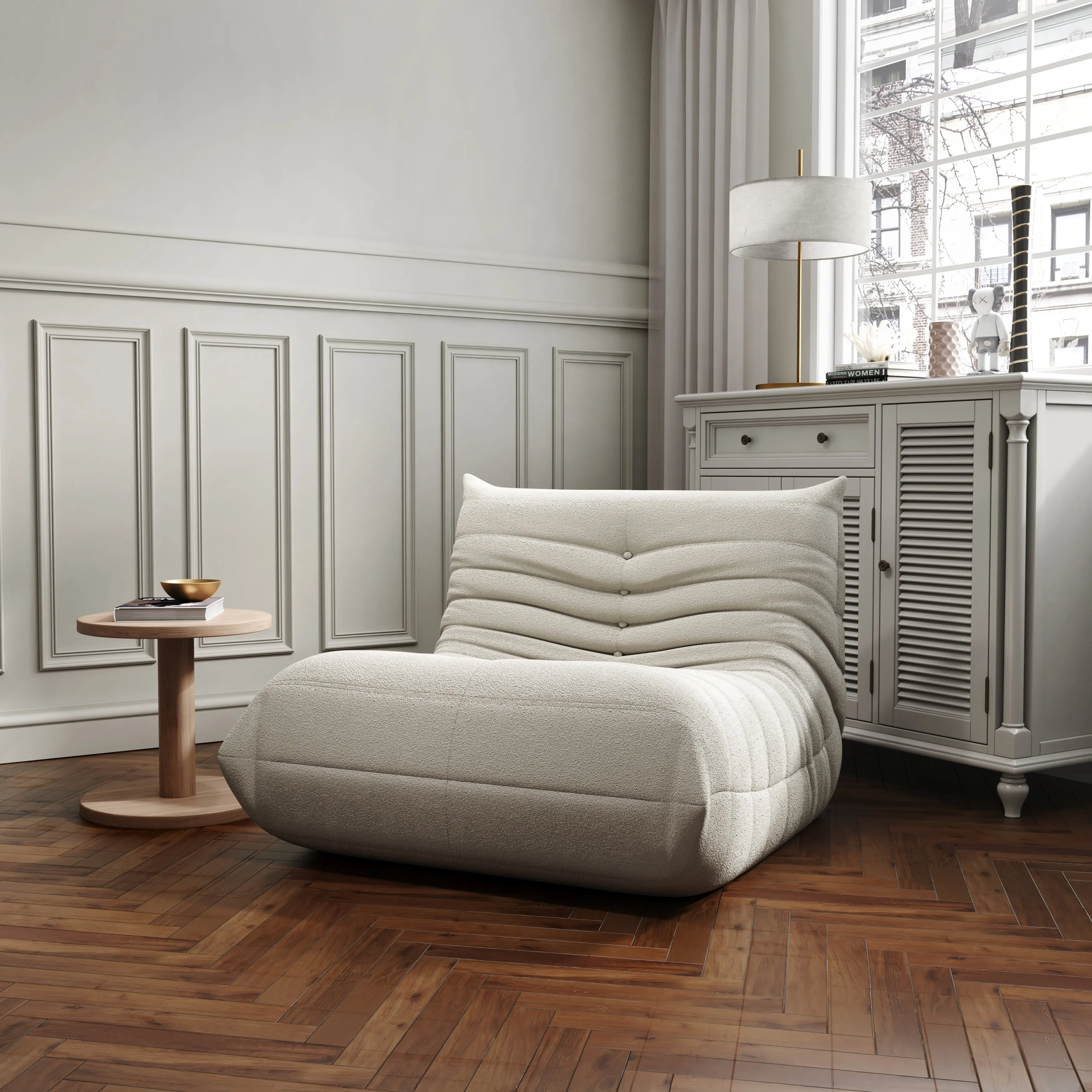 Togo Sofa for Adults, Single Seater Bean Bag Chair, Fireside Lazy Sofa with High Density Foam, Modern Soft Beanbag Cushion Lounger for Living Room Bedroom Office