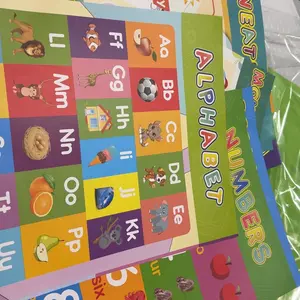 16 Educational Posters for kids 1-3 Laminated Learning ABC Chart Numbers Colors Shapes Days of The Week Preschool Kindergarten Classroom Decor Colorful