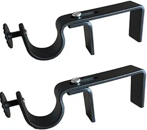 NoNo Bracket - No Drill Curtain Rod Bracket Attachment over Blinds (Black)