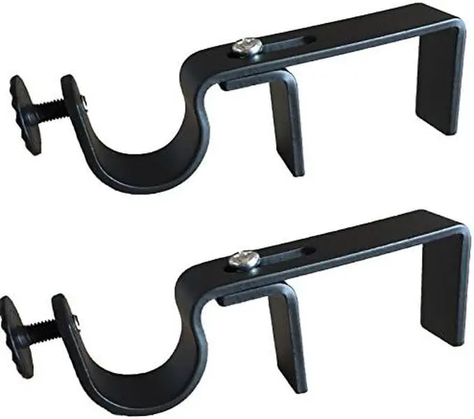 NoNo Bracket - No Drill Curtain Rod Bracket Attachment over Blinds (Black) NoNo Bracket - No Drill Curtain Rod Bracket Attachment over Blinds (Black)