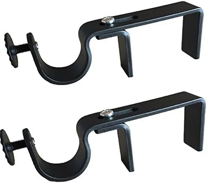 NoNo Bracket - No Drill Curtain Rod Bracket Attachment over Blinds (Black)