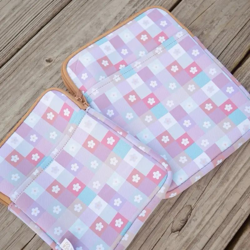 Flower Power Padded Neoprene Sleeves for Books and Devices - Standard Size (7” x 9”) & Large Size (9” x 10.25”) with Fun Print Design