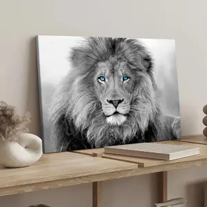 1 Count wood frame canvas, Black and white Lion design poster, Animal Art, Fashion Home poster, Bedroom mural, Modern Art Deco, Exquisite hallway Wall Decoration, Ideal gift, waterproof, print
